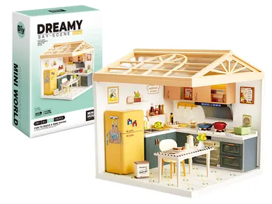 QBI, miniaturowy domek LED, kuchnia, puzzle 3D, 126 elementów