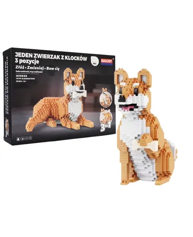 QBI, Pies Shiba, 3w1, klocki konstrukcyjne, 1079 elementów