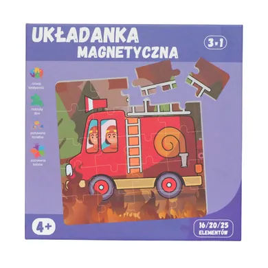 QBI, pojazdy uprzywilejowane, puzzle magnetyczne, 16+20+25 elementów