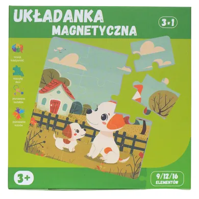 QBI, zwierzęta domowe, puzzle magnetyczne, 9+12+16 elementów