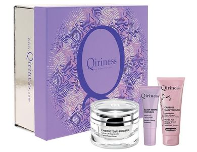 Qiriness, regenerujący krem do twarzy, 50 ml + liftingująca esencja do twarzy, 10 ml + krem do rąk i paznokci, 20 ml, zestaw pielęgnacyjny