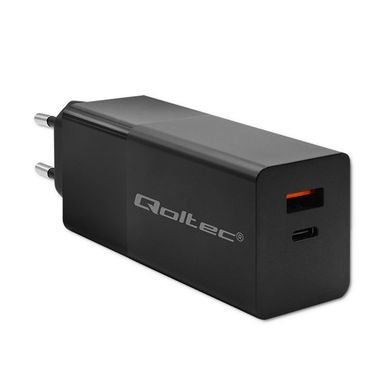 Qoltec, Gan Power Pro, ładowarka, 1XUSB-C, 1XUSB, 100W, 5-20V, 1.5-5A, PD, czarna