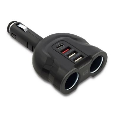 Qoltec, podwójny rozdzielacz samochodowy gniazda zapalniczki, 52W, USBX2, USB QC 3.0, USB C PD