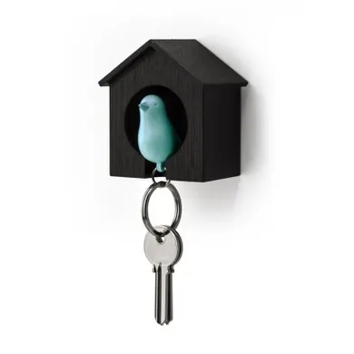 Qualy, Budka, wieszak na klucze, czarno-niebieski, 10091-BK-BU
