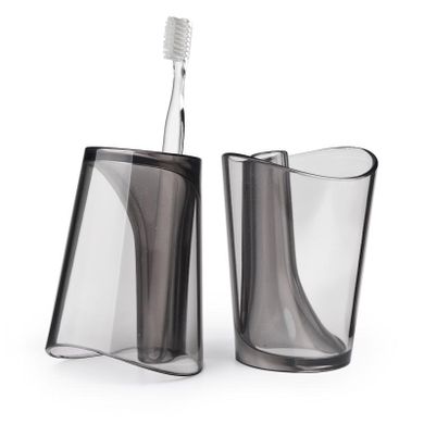 Qualy, kubek ze stojakiem na szczoteczkę, czarny, 10094-BO