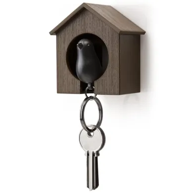 Qualy, wieszak na klucze, budka, brązowo-czarny