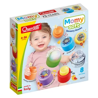 Quercetti, Momy Soft, miękkie klocki z grzechotką, 8 elementów