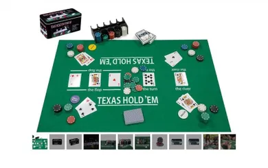 Quint, zestaw do pokera z matą, 200 żetonów