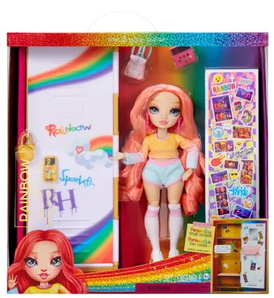 Rainbow High, Locker and Pinkly Paige, lalka modowa z szafą