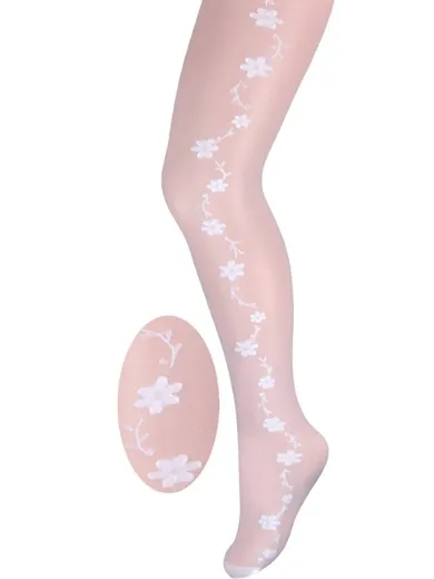 Rajstopy dziewczęce, cienkie, białe, mikrofibra, Milusie