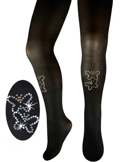 Rajstopy dziewczęce, czarne, mikrofibra, Milusie