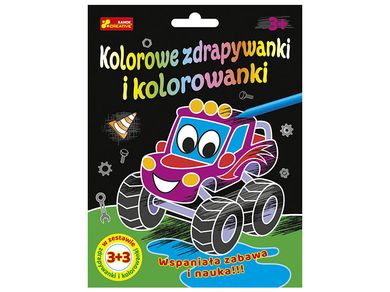 Ranok-creative, kolorowe zdrapywanki i kolorowanki, Autka i Dinuś