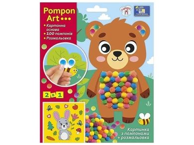 Ranok-creative, obrazek z pomponów, Misiaczek 2w1