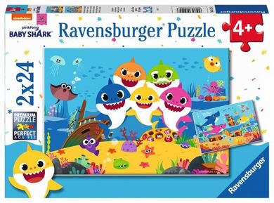 Ravensburger, Baby shark, puzzle dla dzieci 2D, 2-24 elementy