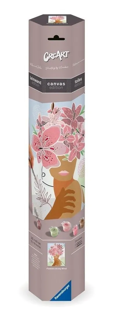 Ravensburger, CreArt, malowanie po numerach, Kwiaty w mojej głowie