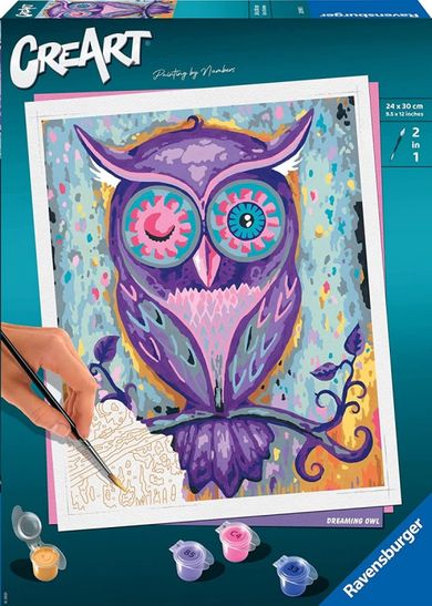 Ravensburger, CreArt, malowanie po numerach, Sowa