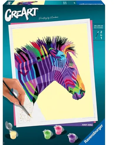 Ravensburger, CreArt, malowanie po numerach, Zebra