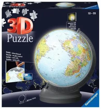 Ravensburger, Globus, puzzle 3D, lampka, 540 elementów