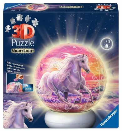 Ravensburger, Koń na plaży, Kula, puzzle 3D, 72 elementy