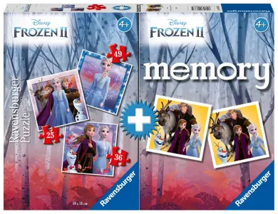 Ravensburger, Kraina Lodu, puzzle 3w1, 110 elementów + memory