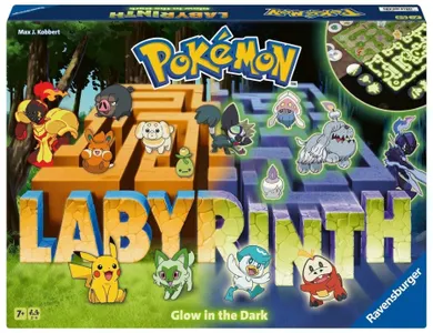 Ravensburger, Labyrinth, Pokemon, gra familijna, świecąca w ciemności