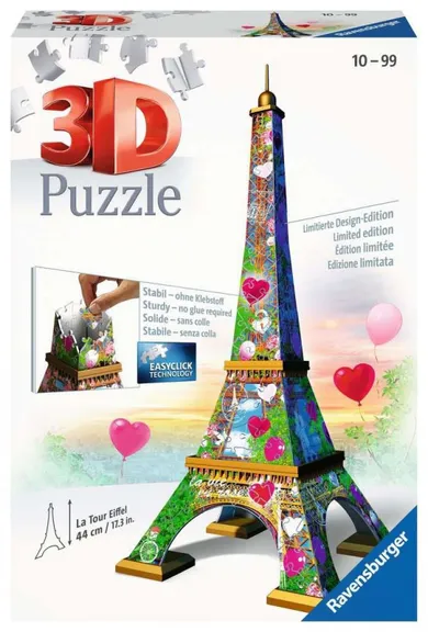 Ravensburger, Love Edition 3D, Wieża Eiffla, puzzle, 216 elementów