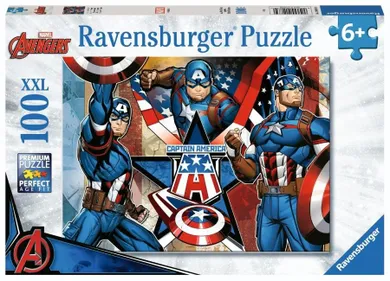 Ravensburger, Marvel, Kaptain Ameryka, puzzle XXL, 100 elementów