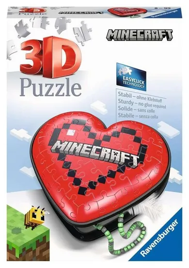 Ravensburger, Minecraft, serce, puzzle 3D, 60 elementów