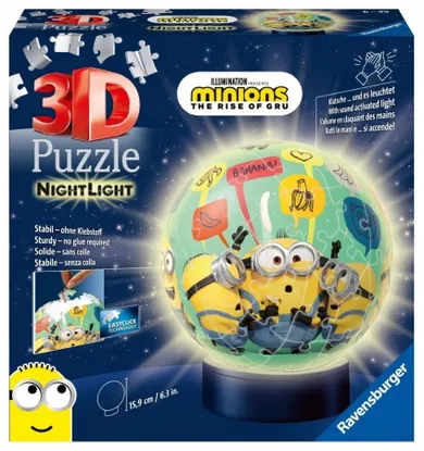 Ravensburger, Minionki, Kula świecąca, puzzle 3D, 74 elementy