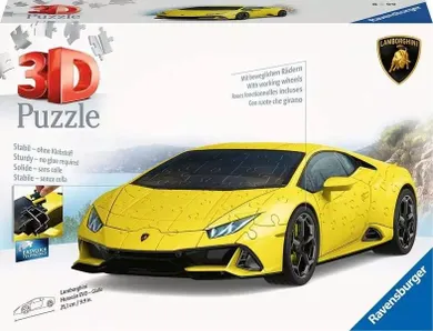 Ravensburger, Pojazdy: Lamborghini Huracn Evo Giallo, puzzle 3D, 156 elementów
