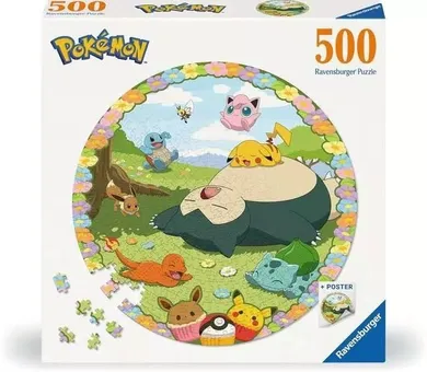 Ravensburger, Pokemon, puzzle okrągłe z plakatem, 500 elementów