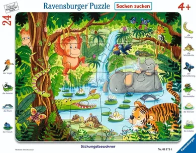 Ravensburger, Przyjaciele z dżungli, puzzle w ramce, 24 elementy