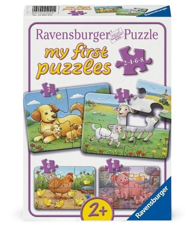 Ravensburger, Rodzina zwierząt, puzzle, 4w1, 20 elementów