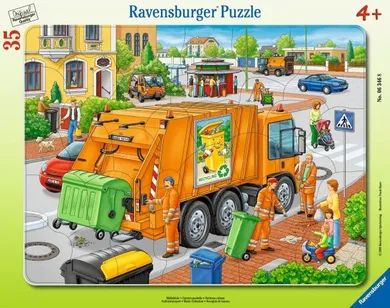 Ravensburger, Śmieciarka, puzzle dla dzieci 2D w ramce, 35 elementów