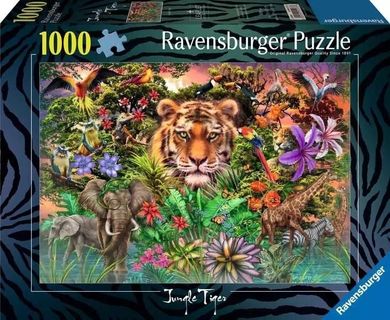 Ravensburger, Tygrys w ogrodzie, puzzle, 1000 elementów