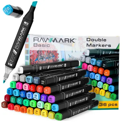 Rawmark, Basic Line, zestaw: 36 markerów + 5 stron kolorowanek