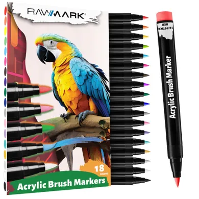 Rawmark, markery akrylowe brush, 18 kolorów