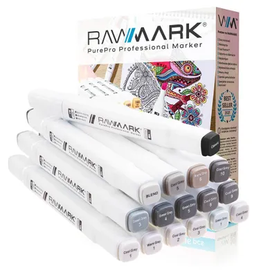 Rawmark, PurePro, markery, grey tones, 16 kolorów