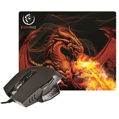 Rebeltec, zestaw: mysz + podkładka, Red Dragon
