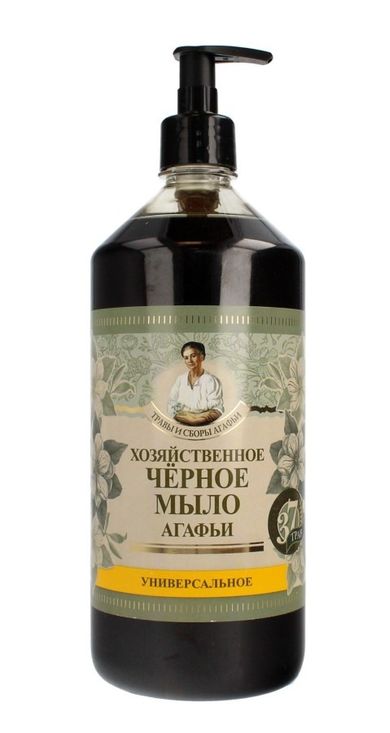 Receptury Babuszki Agafii, czarne mydło uniwersalne gospodarcze, 1000 ml