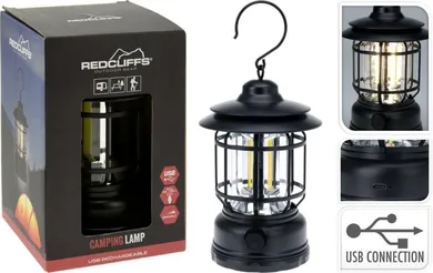 Redcliffs, lampa campingowa, ładowanie USB, czarna, 18 cm