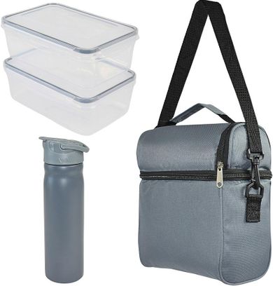 RedCliffs, torba termiczna z butelką i 2 lunchboxami, szary