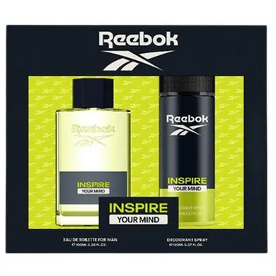 Reebok, Inspire Your Mind Men, zestaw, woda toaletowa, spray, 100 ml + dezodorant, spray, 150 ml