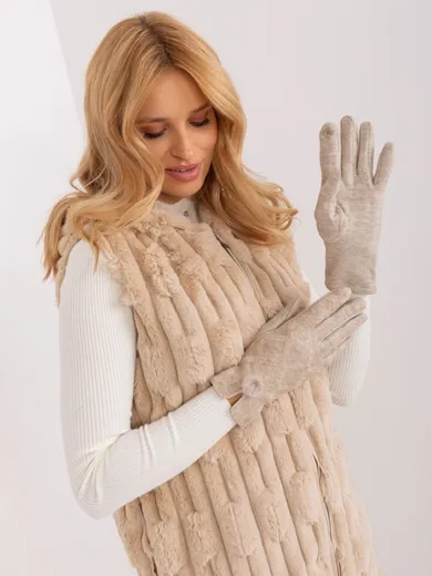 Rękawiczki damskie, beżowe, Italy Moda