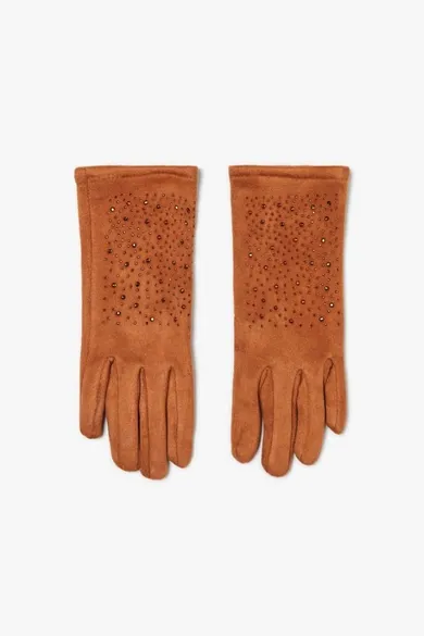 Rękawiczki damskie, brązowe, Moodo