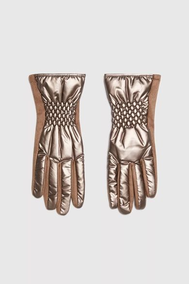 Rękawiczki damskie, brązowe, Moodo