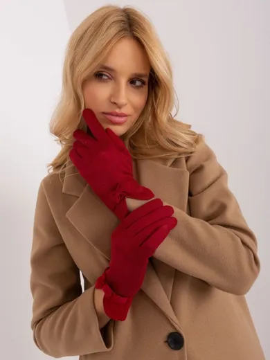 Rękawiczki damskie, czerwone, Italy Moda