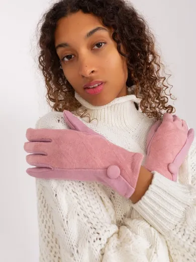 Rękawiczki damskie, różowe, Italy Moda
