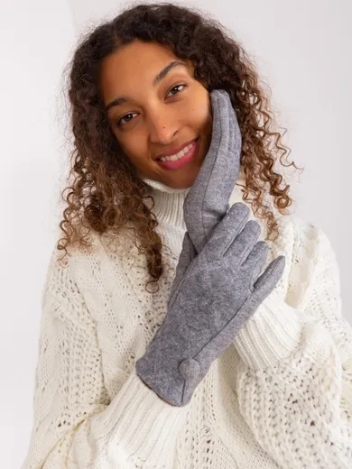 Rękawiczki damskie, szare, Italy Moda