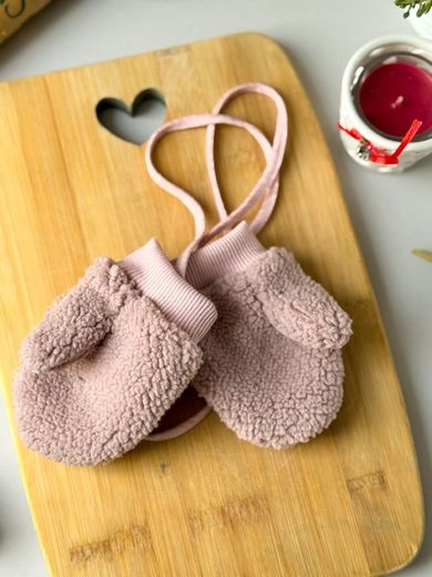 Rękawiczki dziewczęce na sznurku, różowe, Iltom